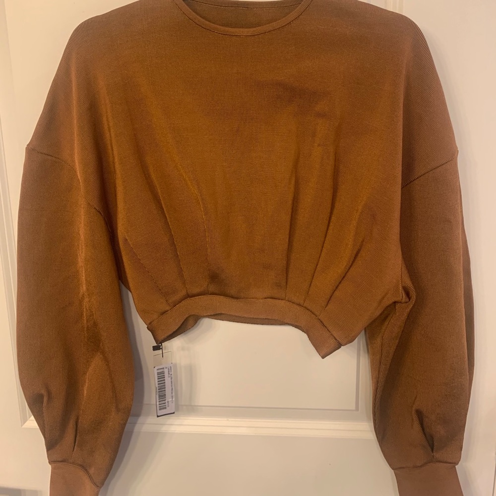 Brand new heavy silk sweater with puffed sleeves